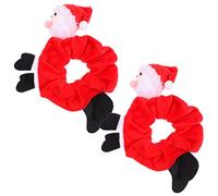 NIYANGLE 2 piezas Unidades Coleteros Navideños Elásticos con Diseño de Santa para Peinados y Muñeca Bandas de Pelo Suaves y Resistentes para Fiestas de Navidad