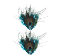 NIYANGLE 2 Pinzas Pelo de Pavo Real Estilo Vintage con Plumas Coloridas y Detalles Metálicos para Fiestas de Baile y Actuaciones de Mujer