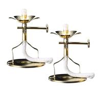 NIYANGLE 2 Soportes para Mecha de Lámpara de Aceite de Aleación, Dorado, Portamecha Ajustable para Suministros Budistas, 2 Piezas