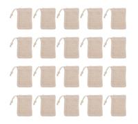 NIYANGLE 20 Bolsas de Algodón y Lino para Hacer Espuma de Jabón Cordón para Colgar, Red Exfoliante Pequeña para Baño y Viaje, Ahorradores de Jabón en Barra Beige