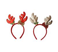 NIYANGLE 2piezas Diadema de Asta de Ciervo Navideña de Purpurina Tocado de Fiesta para Celebraciones de Fin de Año Accesorios de Pelo Brillantes