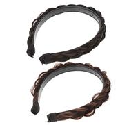 NIYANGLE 2piezas Diadema de Peluca Diseño Trenzado Diadema Antideslizante para Lavarse la Cara Tocado Diario para Mujer Accesorios Cabello Decoración Cabello para Mujer