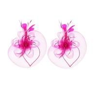 NIYANGLE 2piezas Fascinator De Novia Con Velo Accesorios De Cabello Elegantes Para Fiesta De Té Boda y Prom Clip De Flor Color Rosado