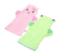 NIYANGLE 2piezas Guantes De Baño Para Bebés Exfoliantes De Suave Diseño Animal Gato Rosa Para Recién Nacidos y Niño Niña Pequeños