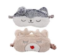 NIYANGLE 2piezas Máscara De Dormir De Felpa Unids Antifaz De Peluche Para Dormir y