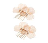 NIYANGLE 2piezas Peinetas De Flores Doradas Para Novia Accesorios De Pelo Elegantes Para Bodas y Fiestas Tocados Vintage Hechos Mano Para Eventos Especiales