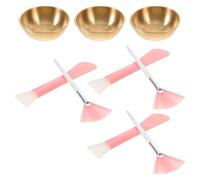 NIYANGLE 3 Juegos Juego para Mascarillas Faciales Dorado - Cuencos para Mezcla, Espátula de Plástico y Brocha Facial para Cuidado Profesional, Kit Completo para Limpieza Facial y