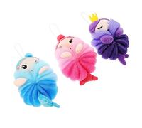 NIYANGLE 3 Piezas Bola De Baño Esponjas Para Limpiar Puf Animal Lufa Malla Puf De Baño Esponjas Para Baby Shower Loufas Hombres Esponjas De Luffa Lufas Niño Escarchado Accesorios