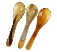 NIYANGLE 3 piezas Cucharillas de Postre de Cuerno Natural Cuchara Portátil para Café y Repostería Elegante