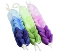 NIYANGLE 3 piezas Esponja de Baño Exfoliante con Mango para Ducha Doble Cara Multifuncional Malla Elástica para Espalda Colores Degradados Púrpura Verde y Azul para Limpieza y Renovación