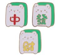 NIYANGLE 3 Piezas Joyeras de Estilo Chino Broche de Carácter Chino Accesorio de Joyería Broches de Mahjong Pin de Moda