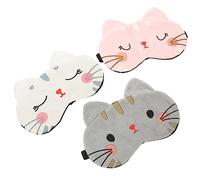 NIYANGLE 3 Piezas Máscara de Cartoon Cubierta Suave para Viaje y Descanso con Banda Elástica Colores