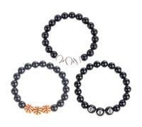 NIYANGLE 3 Pulseras Deportivas Decorativas de Acrílico Negro Temática Deportiva, Pulsera de Bolas Delicada para Fiesta y Cumpleaños