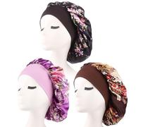 NIYANGLE 3piezas Gorro De Satén Para Dormir Gorra De Noche Made of Polyester Elástico Gorro De Salón Gorra De Ducha Multifuncional Para Mujer Talla