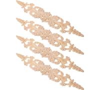 NIYANGLE 4 Apliques de Madera Tallada Decorativos para Muebles, 33x6 Cm, Color Madera Natural, Molduras Vintage para Puertas y Gabinetes, Calcomanías para Decoración de Hogar, Set de 4