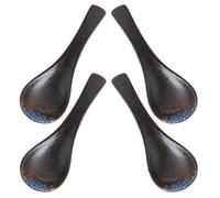 NIYANGLE 4 Cucharas Soperas de Cerámica Estilo Japonés Resistentes al Calor, Diseño Retro Práctico y Delicado para Servir Sopa y Gachas Hogar