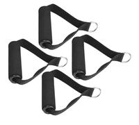 NIYANGLE 4 Mangos de Agarre para Entrenamiento de Fuerza con Clip Mosquetón, Resistentes, Color Negro, para Cuerda Elástica y Ejercicio en Casa o Gimnasio