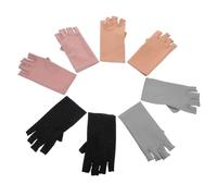 NIYANGLE 4 pares Guantes UV para Uñas sin Dedos para Mujer Protección Solar con Spandex Elástico Beige Gris Negro Anti-uv para Manicura y Actividades al Aire