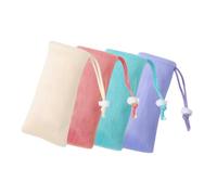 NIYANGLE 4 Piezas Bolsa de Burbujas de Jabón de Malla para Ducha Color Morado Verde Rosa con Cordón Bolsa de Viaje para Jabón y Champú