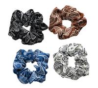 NIYANGLE 4 Piezas Coleteros Elásticos para Mujer de Scrunchies Decorativos Colores Vintage Amarillo Negro y Azul Accesorios Prácticos para Coletas y Cómodos para Cabello