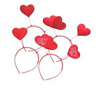 NIYANGLE 4 Piezas diadema de corazón rojo Valentín Venda diademas mini hair topper valentines day present pelo de fiesta aro de pelo en forma de corazón diadema de fiesta el plastico