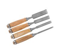NIYANGLE 4 piezas Formones para Madera con Mango de Madera Ergonómico y Bolsa de Hierro Fundido Cinceles para Tallado Carpintería y Bricolaje Precisión Alta