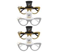 NIYANGLE 4 Piezas Gafas de Año 2027 en Plata Diseño Ergonómico y Ligero para Fiestas Sociales y Transmisiones Acabado Brillante y Estilo Futurista