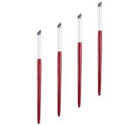 NIYANGLE 4 Piezas Pincel para Uñas de Fibra Rojo, Pincel de Decoración de Uñas para Dibujar Líneas y Pintar Flores, para Nail Art School y DIY en Casa, Fácil de Sujetar