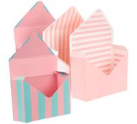 NIYANGLE 4 Sobres para Ramo de Floristería Cajas para Envolver Flores Papel para Envolver Flores Diseño Plegable 2 Rayas Azul Rosa 2 Rayas Rosa Vertical