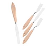 NIYANGLE 4piezas Espátula de Madera para Pintura Óleo y Acrílica Cuchillo de Mezcla de Colores con Mango de Madera y Acero Inoxidable para Arte y Estudiantes