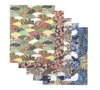 NIYANGLE 5 Piezas de Tela de Algodón 100% para Coser y Patchwork, Tamaño 20x25 Cm, Diseño Estampado Decorativo en Estilo Japonés, Paquete DIY para Manualidades y Decoración Artesanal