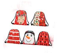 NIYANGLE 5 Piezas mochila con cordón Christmas Goody Bag ornamento navidad mochilas de cuerdas bolsas de dulces de navidad bolso bolsa con cordón mochila bolsa decoraciones vacaciones