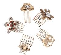 NIYANGLE 5 piezas Peineta Vintage con Perlas y Diamantes Accesorios para Pelo de Boda Clips de Aleación Decorativos para Mujer Adorno Retro Forma para Fiestas y Uso Diario
