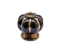 NIYANGLE 5 Piezas Pomos de Cerámica Negros Forma de Calabaza para Puertas y Cajones, Tiradores Prácticos y Decorativos de Cerámica Dura y Aleación de Zinc
