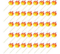 NIYANGLE 50 piezas Unidades Palillos para Pastel con Forma de Llama Decoración de Cupcake Tema Bombero Fiesta Cumpleaños Accesorios para Tartas