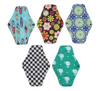 NIYANGLE 5piezas Compresas Menstruales De Reutilizables Almohadillas Sanitarias Lavables De Bambú Para Flujos Moderados y Urinaria