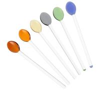 NIYANGLE 6 Cucharas de Café y Postre de Vidrio Transparente Mango Largo, Resistentes al Calor, para Bebidas y Helados, Set de 6 Unidades para Uso Doméstico Color Aleatorio