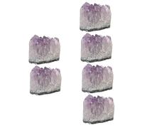 NIYANGLE 6 Piezas Amatista Floreros Decorativos Especímenes Minerales Para Fichas De Cristal De La Suerte Puntos De Cristal Grupo Decoración De Piedras Preciosas Brasil Púrpura Tanque