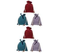 NIYANGLE 6 Piezas bolso de juego de texto bolsas de con cordón sacos de arpillera reciclables bolsos esparto bolsa de almacenamiento de adornos para el cabello bolsa portátil wen-wan