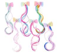 NIYANGLE 6piezas Extensiones De Cabello De Colores Gomas Accesorios Para Peinar Perfectos Para Cumpleaños y Fiestas Infantiles