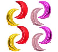 NIYANGLE 8 Globos de Aluminio Forma de Luna Curvada para Decoración de Fiesta Temática, Material de Aluminio Fácil de Almacenar y Fondo para Fotos en Interiores Color Color Aleatorio