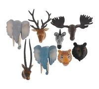 NIYANGLE 8 piezas Adornos Realistas Cabezas de Animales Salvajes Escultura de Pared para Decoración de Refrigerador Arte Animal para Dormitorio Salón y Oficina