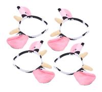 NIYANGLE 8 Piezas Diademas de Animales de Peluche con Cuernos de Vaca Accesorio para Fiesta y Disfraz para Adultos Cintas Divertidas y