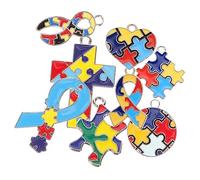 NIYANGLE 8 Piezas Pulsera De Conciencia De Colgantes De Conciencia De Suministros Para Hacer Joyas Colgante De Corazón Llavero Colgantes De Bricolaje Joyas De Anillo Aleación Cruzar Encanto