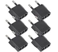 NIYANGLE Adaptador de Corriente Portátil de 6 Piezas Cuerpo de Cobre y Abs para Viaje y Uso en Casa, Compatible Enchufes de EE.UU a Europa, Color Negro