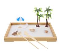 NIYANGLE Adorno de Playa de Verano en Bandeja de Arena Resina y Bambú para Decoración de Oficina y Jardín Zen en Miniatura, Adecuado para Modelo de Mesa de Arena