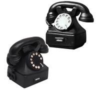 NIYANGLE Adorno de Teléfono Vintage de Resina 2 Piezas, Modelo Decorativo Retro Negro, Decoración para Hogar, Oficina y Fotografía, Teléfono Pequeño Realista para Juego de Rol y Colección