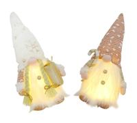 NIYANGLE Adorno Navideño de Muñeca Iluminada Rudolph, Pack 2 Piezas (Modelo Masculino y Femenino), Tela y Algodón PP, Pequeño Tamaño, Decoración para Hogar y Centro de Mesa en Navidad