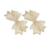 NIYANGLE Adornos para Zapatos de Novia Lazo de Tela Beige y Malla, Par de Accesorios Elegantes y Transpirables para Decoración DIY en Bodas