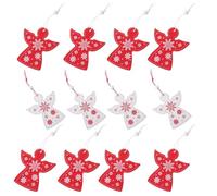 NIYANGLE Ángeles Colgantes de Madera para Árbol de Navidad 20 Piezas 10 Rojos Nº3 10 Blancos Nº4 Adornos Navideños Hechos a Mano Decoración Festiva para Hogar Hoteles y Centros